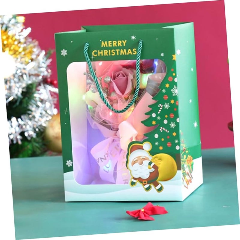 Santa Bags 2 Pack Lightweight Christmas Candy Storage Pouches Red Green Designs - Image 4